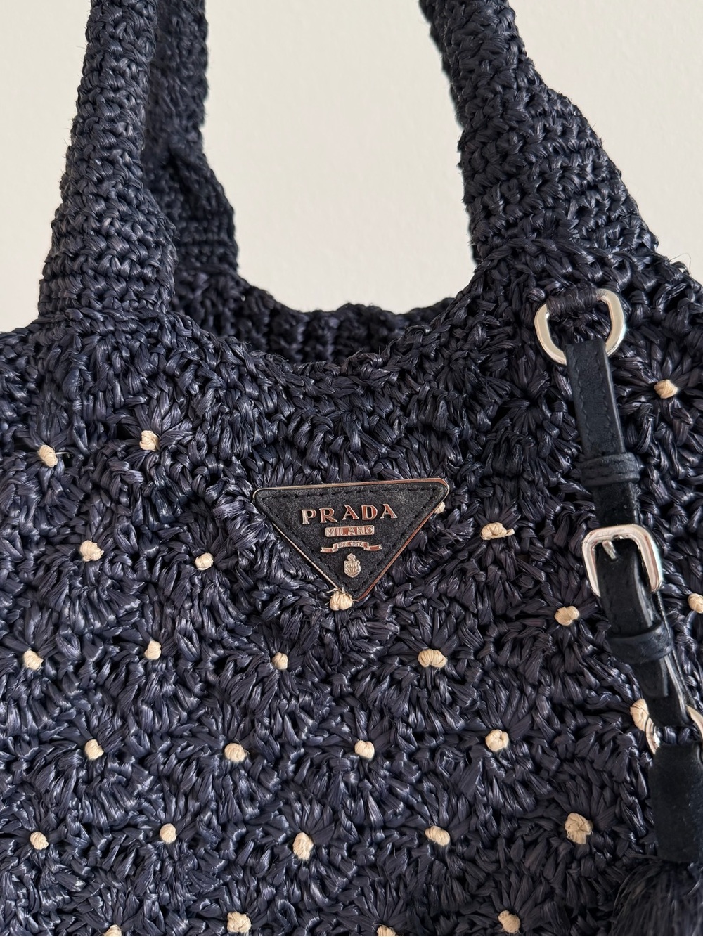 Prada Canapa Raffia Tote Bag with Bag Charm - Picture 7 of 15